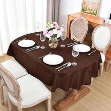 Oval Tablecloth 52 X 70 Inch Washable Polyester Table Cloth Solid Chocolate Heavy Duty Fabric Table Cover Daily Use For Dining Home Kitchen Party Wedding,Chocolate70inchx52inchOval - 巧克力色70吋x52吋橢圓形 - 查看 3