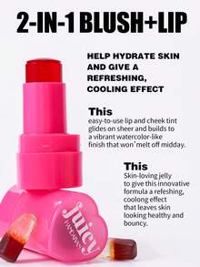 HANDAIYAN Heart-Shaped Jelly Blush Stick - Long-Lasting Color, Moisturizing, Contouring & Highlighting, Evens Skin Tone, 2-In-1 Lip & Cheek Blush, Rosy Girly Style, Suitable For Beach, Camping, Outdoor Activities, School/Campus Events And Festivals - Unleash Colorful Charm And Ambiance! - Multicolor - View 6
