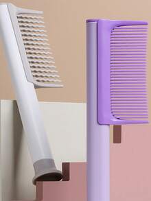 3 Color Options (Pink/Purple/White) Detachable & Replaceable Multi-Function Comb, For Home & Outdoor Use, Lightweight & Portable Straight Hair Comb + Wave Comb Teeth + Comb Handle - Multicolor - View 7