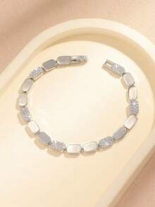 1 chiếc vòng tay bằng đồng mạ vàng 18K đính đá Cubic Zirconia, thiết kế dành cho nữ, sang trọng, thanh lịch, phù hợp để đeo hàng ngày và làm quà tặng, thích hợp cho mọi mùa, chủ đề Giáng sinh. - Vòng tay đá zircon - Xem 6