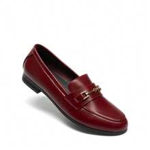 Women's Loafers Leather Penny Loafers Fashion Comfortable Flats Shoes - Đỏ - Xem 6