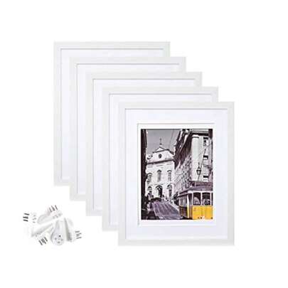 CYPNJuego de 5 marcos de fotos imágenes de exhibición marcos de fotos de galería de pared 12.7 x 17.78 cm (5x7 pulg -Blanco)Fashion