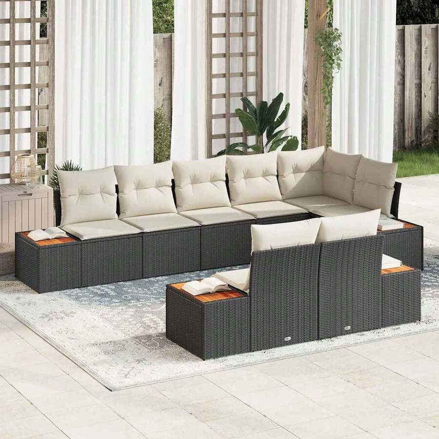 vidaXL Garden Sofa Set With Cushion 8 Pcs Multiple Colors Poly Rattan