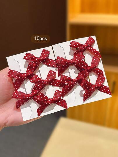 10pcs Random Color Cute Bowknot Hair Clips/Pins For Girls