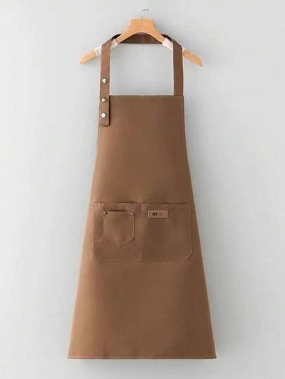 1pc Waterproof & Oil-Proof Kitchen Apron, Polyester Fabric, Suitable For Home, Restaurant, Crafts, Garden, BBQ, School, Cafe, Unisex, Great Christmas Gift