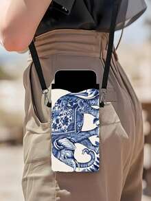 波西米亚风大象印花手机包，多功能斜挎包，可调节肩带单肩包，休闲风格女士钱包，适用于各种手机型号，是生日礼物、节日礼物、新年礼物或情人节礼物的完美之选。 - 彩色 - 查看 4