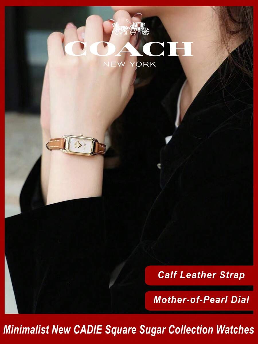 Coach Cadie White Mother Of Pearl Calfskin Leather Women's Watch - 棕色 - 查看 1