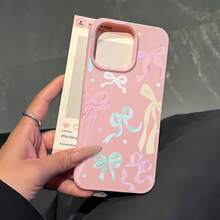Funda de espejo con diseño de lazo. También funciona como espejo y es compatible con  17,  16 Pro Max,  15 Pro Max,  13 y  12. Fabricada en TPU, ofrece protección contra golpes y caídas. Es un regalo ideal para familiares, amigos, celebraciones navideñas, parejas y ocasiones especiales como Navidad, aniversarios o cumpleaños. - Rosa - Ver 1