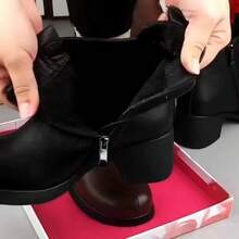 Botas  de Tacón Grueso Versátiles Vintage para Mujeres Invierno 2025 Nuevas Antideslizantes Forradas de Felpa Cálidas para Mamá de Mediana Edad - Soltero negro - Ver 6