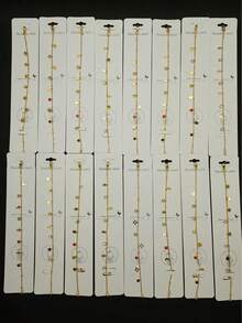 Bộ 6 chiếc - Vòng tay vàng thanh lịch dành cho nữ - Hình trái tim - Hình bướm - Đá quý, dây chuyền thép không gỉ mảnh mai. Phụ kiện tinh tế này hoàn hảo để đeo hàng ngày, dự tiệc và làm quà tặng. Đây là món trang sức cao cấp được chế tác tỉ mỉ. (Giao hàng ngẫu nhiên) - Nhiều màu - Xem 6