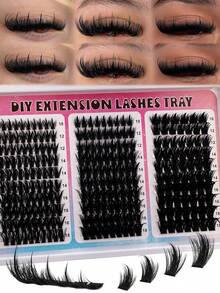 180pcs/260pcs Thick Spiky300D/200D/160D/100D/60DSpikes Lash Cluster Eyelash Extensions Individuals Lashes 10-18mm Mega Wispy Eyelash Extension Fluff DIY D Curly Lash Extension Unique Spiky Cluster Eyelash Extensions Individuals Fairy Cluster Lashes DIY At Home - DD - 查看 11