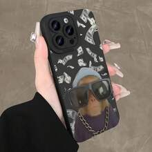 Monkey Pattern Phone Case, Cute Monkey Design Phone Protective Cover, Phone Accessory Compatible With IPhone 11 12 13 14 15 16 Pro Max, Casing - Black - View 4