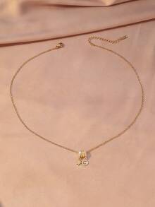 1 pieza Collar con colgante de estrella de ocho puntas y circular de lujo, totalmente pavimentado con circonita, diseño de bobina de resorte, estrella de ocho puntas giratoria, opciones de color plateado/dorado, elegante francés para ir al trabajo y citas con un encanto de alta gama - Collar con colgante - Ver 5