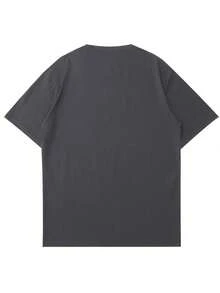Camiseta casual de manga corta con cuello redondo y estampado de letra para hombres de talla grande, fácil de combinar, mejor regalo para amigos - Verde militar - Ver 6