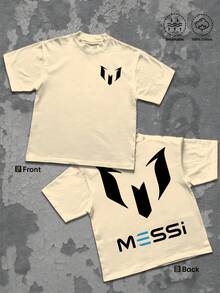 1pcs White Trident Men's 220g T Shirt  100% Cotton Y2K Swag Men Clothes, Vintage Sade Double Sided Graphic TShirt, Athlete Inspired Printed T Shirt Gifts For Men - Apricot - View 1