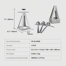 RV Stabilizer Jacks, 4 Pack Aluminum RV Leveling Jacks, RV Stack Jacks For RV Travel Trailer Camper, Single Screw Jack Support Up To 6000 Lbs, Adjustable From 11 Inch To 17 Inch - Silver - View 7