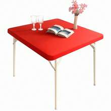 Cocktail Fitted Spandex Stretch Small Square Table Covers Elastic Tablecloth For Side Accent Table End Table 24x24 Inch, Red,24inchx24inch(Square),Red - Red - View 1