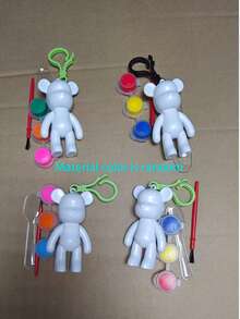 1/10pcs Liquid Bear DIY Painting Set, Hand-Painted DIY Graffiti Decor, Paints, Spoon, Plastic Bear, Brush, Creative Craft Supplies, Back To School, Graduation, Party Painting Set, Meaningful Holiday Gift, Also Suitable For Stocking Stuffers (Large Bear And Small Bear Available, Random Paint Colors) - Multicolor - View 16