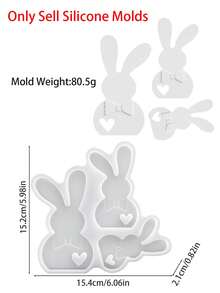 1PC 3D Heart Bow Tilted-Eared Rabbit Scented Candle Silicone Mold, Easter Rabbit Silicone Mold, DIY Cartoon Bunny Animals Plaster Craft Gift Mold, Home Decor