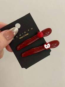 4pcs Korean Cute Mini Apple Bangs Clip, Suitable For Daily Makeup, Wispy Bangs Clip, Ancolle Red Alligator Hair Clip, Women Accessories, Best Gift For Friends And Teachers, Claw Clips, Hair Slide, Hair Barrettes - Multicolor - View 5