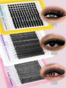 Queenice 220/132pcs Eyelashes, 40D&80D G01 Mixed Set, Single Tray Multiple Styles, More Quantity More Affordable, 0.07mm D Curl Realistic & Natural Lashes, Easy For Beginners, Essential For Daily DIY Makeup, Parties, Weddings And Holidays - 彩色 - 查看 1
