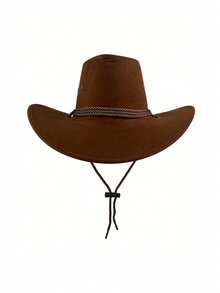 1 chiếc mũ cao bồi miền Tây cổ điển, mũ trang trí dây thừng PU mềm mại cho Halloween, thích hợp cho du lịch hàng ngày, kỳ nghỉ, lễ hội, chống nắng, trang phục ma cà rồng bí ngô mùa thu ngoài trời, lễ hội hóa trang. - Nhiều màu - Xem 6