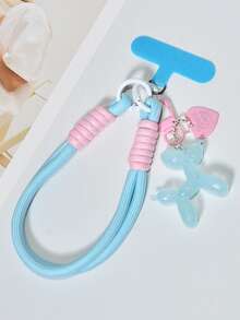 1 Set Light Blue Nylon Braided Phone Case Lanyard Wristband + Jelly Balloon Dog Phone Charm Keychain, Exquisite High-End Creative Cute Bag Charm Compatible With Android And Most Smartphone,Gifts For Mother, Family, Friends, Kids, Birthday, Holiday Phone Chain - Light Blue Short Rope + Puppy Keychain - View 7