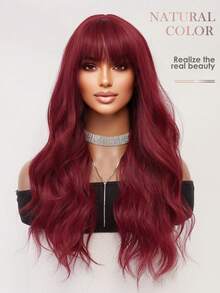 XOUJE Tóc giả dài 26 inch màu đỏ, kiểu gợn sóng, làm từ sợi tổng hợp chịu nhiệt, có mái. Thiết kế nhẹ, mềm mại và bồng bềnh. Phù hợp cho nữ giới. Thời trang cho mặc hàng ngày, các buổi họp mặt ngày lễ, hẹn hò, tiệc tùng sang trọng, Halloween, Giáng sinh, Cosplay, phong cách Lolita. - Đỏ - Xem 7