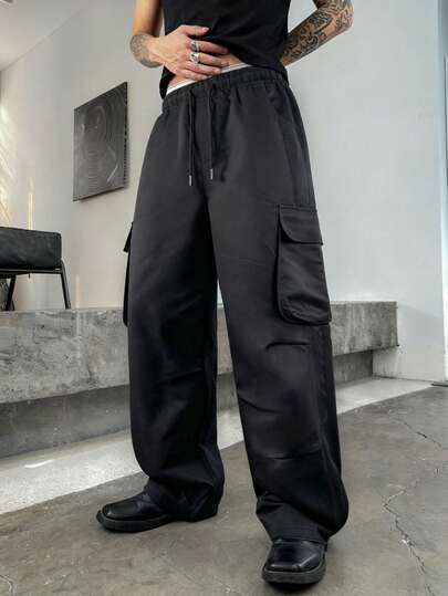 1 chiếc quần cargo nhiều túi dành cho nam, quần thể thao rộng rãi, thoải mái, thời trang, thích hợp cho hoạt động ngoài trời, tập thể dục, chạy bộ, leo núi, mùa xuân/thu.