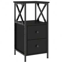 vidaXL Table de chevet noir 34x35,5x70 cm bois d'ingénierie - Noir - Voir 3