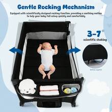 Cuna Corral Plegable Viajero Bebé Con Cambiador Y Mosquiter,Cuna Corral Bebé Corralito Colecho Con Cambiador Y Ruedasr 5IN 1 - Negro - Ver 7