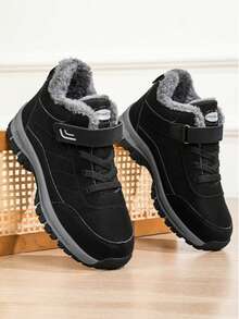 Men's Wide Fit Winter Warm Snow Boots Plus Size Fleece Lined Non-Slip High-Top Shoes For Cold Weather - Black - View 5