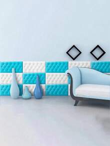 10pcs 3D Self-Adhesive XPE Foam Wallpaper, Waterproof & Moisture-Proof Faux Leather Texture, Headboard Soft Pad Wall Sticker, Reusable & Trimmable, Suitable For Bedroom & Living Room Wall Decor, Sound Insulation, Home Decor - White - View 6