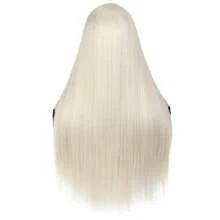 D613 Blonde Long Straight Wig With Bangs Light Blonde Silky Straight Hair Wigs For Women 28 Inch Synthetic Heat Resistant Fiber Wig For Cosplay Daily Party Use - 0Blonde - View 3