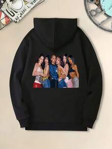 KATSEYE  Women'S And Men's Hooded Sweatshirt - Graphic Hoodie, Adjustable Drawstring Hood, Cozy Fall/Winter Pullover, Casual Long Sleeve Top For Casual Attire,  Autumn Apparel, Playful Design, Comfortable Fit, Durable Fabric, Streetwear Style, Hoodie, Soft Material, Printed Hoodie, Streetwear Lovers, Women'S And Men's Hoodies Oversized Women's Hoodie,Street Style Outfit,Sudadera - 黑色16 - 查看 1