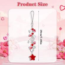 Aesthetic Y2K Phone Charm Cute Cell Phone Charms Star Heart Straps Accessories Keychain Lanyard Women - Đỏ - Xem 3