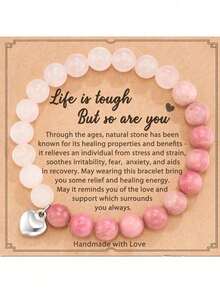 Pulseras de pareja de piedra natural con diseño bohemio, colgante con forma de corazón, joyería hecha a mano para él y ella, regalo para ocasiones especiales - Unitalla - Ver 4