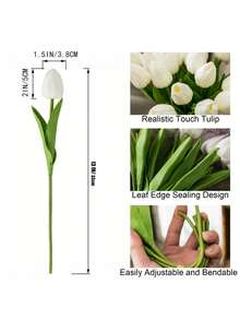 20 bông hoa tulip trắng nhân tạo, thích hợp làm quà tặng Ngày của Mẹ, trang trí đám cưới, trang trí nhà cửa, phòng ngủ, phòng khách, tiệc sinh nhật, trang trí Ngày Valentine. - trắng - Xem 6