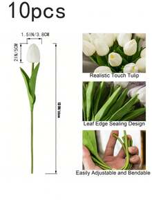 20 bông hoa tulip trắng nhân tạo, thích hợp làm quà tặng Ngày của Mẹ, trang trí đám cưới, trang trí nhà cửa, phòng ngủ, phòng khách, tiệc sinh nhật, trang trí Ngày Valentine. - trắng - Xem 8