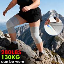 1 双 - 特大号高弹针织压缩护膝，透气舒适，加大码护膝套，男女通用，灰色/黑色/黄色，适合体重不超过 310 磅/140 公斤