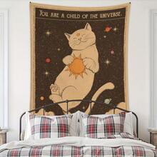 A Sun Tarot Card Cat Tapestry Wall Hanging - A Vintage-Style Home Decor Item For The Bedroom. - Multifärgad - Visa 2