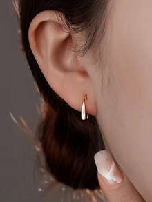 1 Pair S925 Sterling Silver Minimalist Teardrop Earrings, Elegant & Refined Everyday Wear Earrings, Gift For Pierced Ears