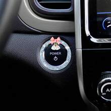 AD 1 pieza Anillo decorativo para botón de encendido de coche, pegatina decorativa de botón de encendido de un toque, accesorio de botón de arranque con colgante de cristal de campana de lazo de rhinestone, anillo de encendido, accesorio de modificación de botón de arranque - A - Ver 7