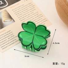 's Day Acrylic Hair Clip Cute Back Of Bun Claw Clip Four-Leaf Clover Hair Accessory - Họa tiết cỏ nhỏ - Xem 7