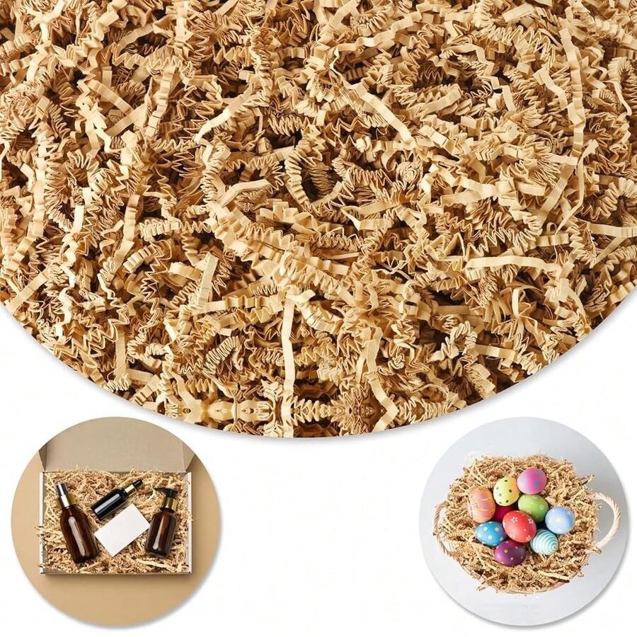 Shredded Paper For Gift Baskets, 8oz Crinkle Paper, Kraft Crinkle Paper Filler, Crinkle Cut Paper Shred For Birthdays, Weddings,Boxes Bags, Basket Filler,Anniverss,Gift Wrapping, Inches,Kraft - 卡夫 - 查看 1