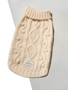 UFBemo Pet Sweater High Collar Pullover, Soft, Lightweight, Breathable, Adorable Pom Pom Knit Sweater, Suitable For Cats And Small To Medium Dogs - Apricot - View 2