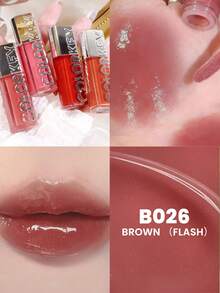 COLORKEY Honey-Colored Glossy Lip Gloss, Liquid Lipstick, Long-Lasting Moisturizing, High Color Payoff, Glossy Finish, Non-Sticky, Smudge-Proof, Lightweight & Comfortable, Smooths Lip Lines, Suitable For Parties, Graduations, Birthdays, Holidays, Summer, Y2K Style, Versatile, Suitable For Women's Makeup, Parties, Beach, Travel, Camping, Outdoor Activities, Campus Travel, Holiday Celebrations, Gifts, Rose Girl Cosplay, Mother's Day - B026 Brown (Flash) - 查看 1