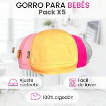 Neek Cotton Pack de 6 Gorros para Beb u2013 Algodn Suave Ropa para Beb Nio y Nia Accesorios Recin Nacido Regalo Shower - Pack x6 Niña + 3-6 Meses - Ver 4