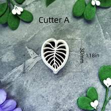 1/4pcs Monstera Heart-Shaped Leaf Polymer Clay Cutter (30-45mm) - Bohemian Style Handmade Tool, Suitable For DIY Earrings, Jewelry Pendants And Handmade Accessories - White - View 9