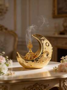 1 pieza Quemador de incienso de cerámica con forma de luna - Decoración aromática minimalista y exquisita para el hogar, la oficina, fiestas y yoga, regalo ideal para todas las ocasiones - Multicolor - Ver 8
